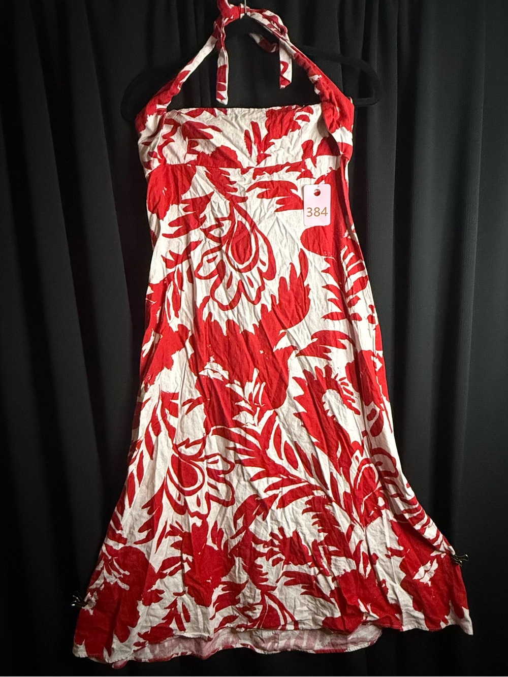 Zara Red and White Halter Maxi Dress
